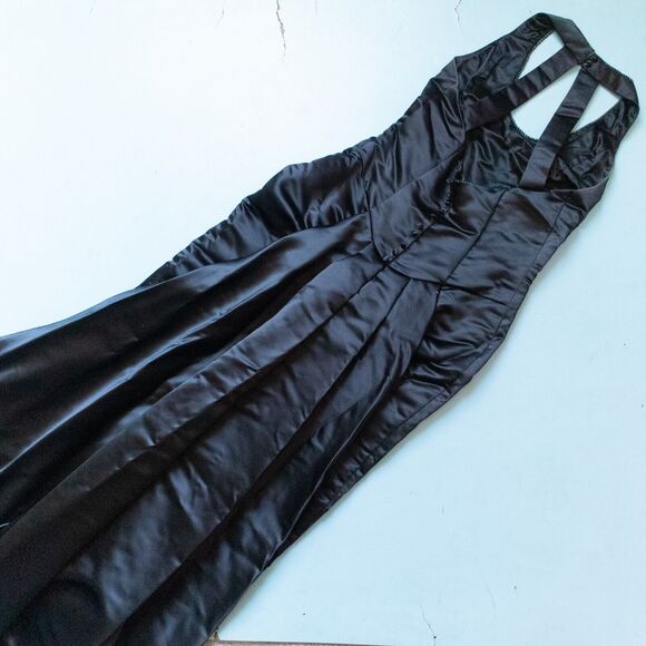 Jessica McClintock Vintage Y2K Black Beaded Halter Fitted Formal Gown Size 12 - Picture 10 of 13